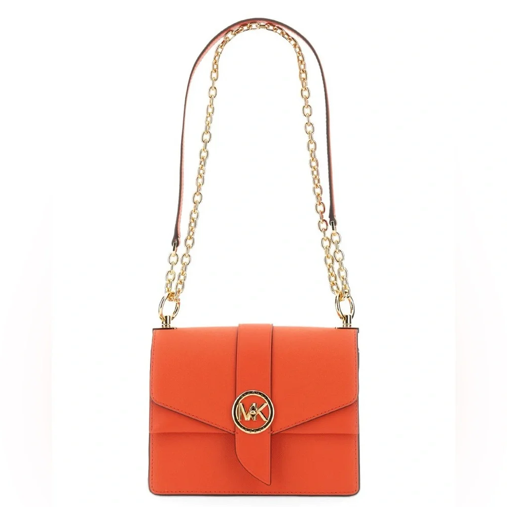 Michael Kors Greenwich Saffiano Leather Crossbody Purse Bag, Clementine Orange - Picture 5 of 13